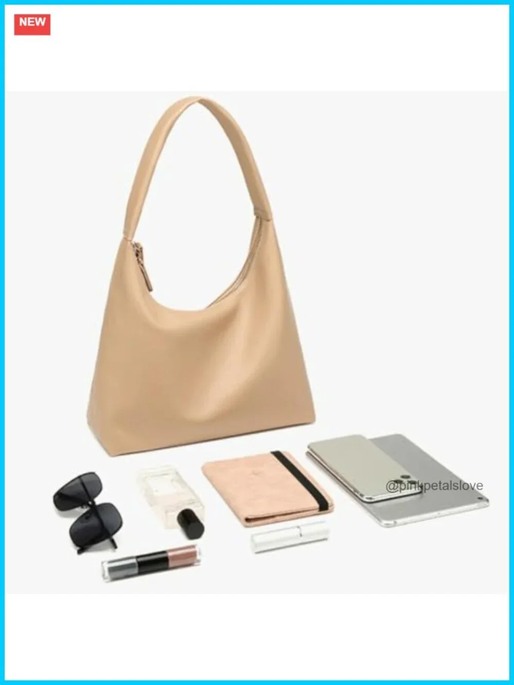 PU Leather Crescent Shoulder Bag Slouchy Hobo Tote Crossbody Purse